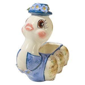 Vtg 1959 Unique Kitschy Anthropomorphic Worm Caterpillar Planter Figurine Signed